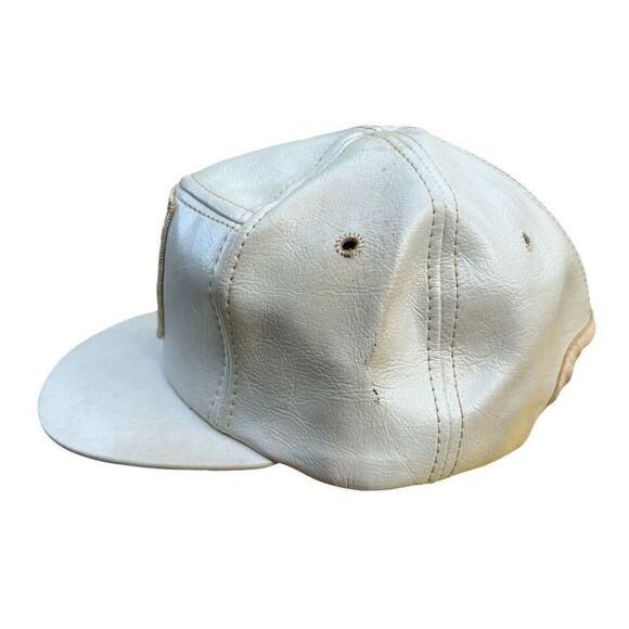 Rare Vtg 80's 90's Coca-Cola Trucker Snapback Hat Cap White Leather Rare - Picture 2 of 4